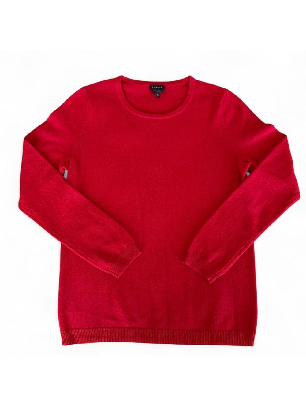 Talbots Women's Red Crewneck Cashmere Sweater size Medium